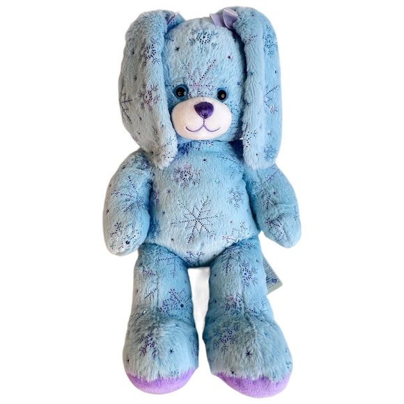 Build A Bear Blue Snowflake Bunny Rabbit Plush Sparkle 17” Retired Easter Purple - Picture 6 of 9